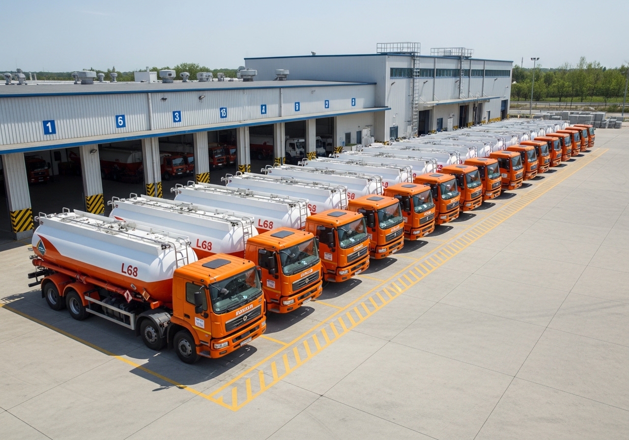 Fleet of delivery trucks