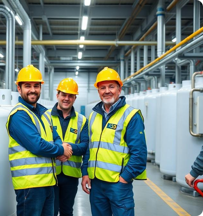 Mecom Gas workers in industrial facility